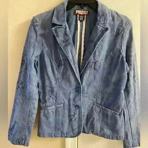 Havana jack’s cafe blue floral denim jacket/blazer Sz 8